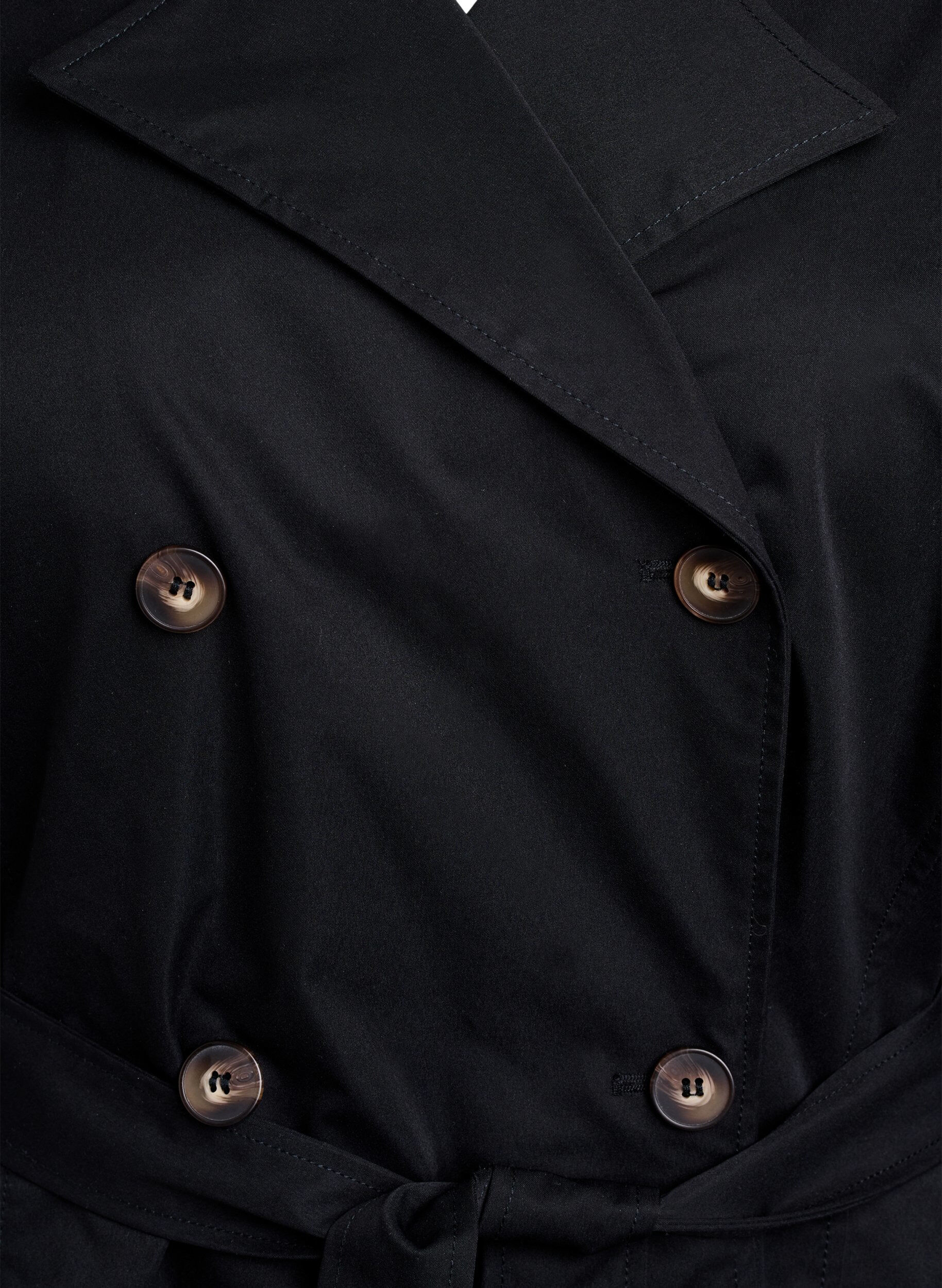 Zizzi Halvl&aring;ng trenchcoat med sk&auml;rp, Black, Packshot image number 2