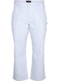 Randiga cargojeans med rak passform, Blue White Stripe