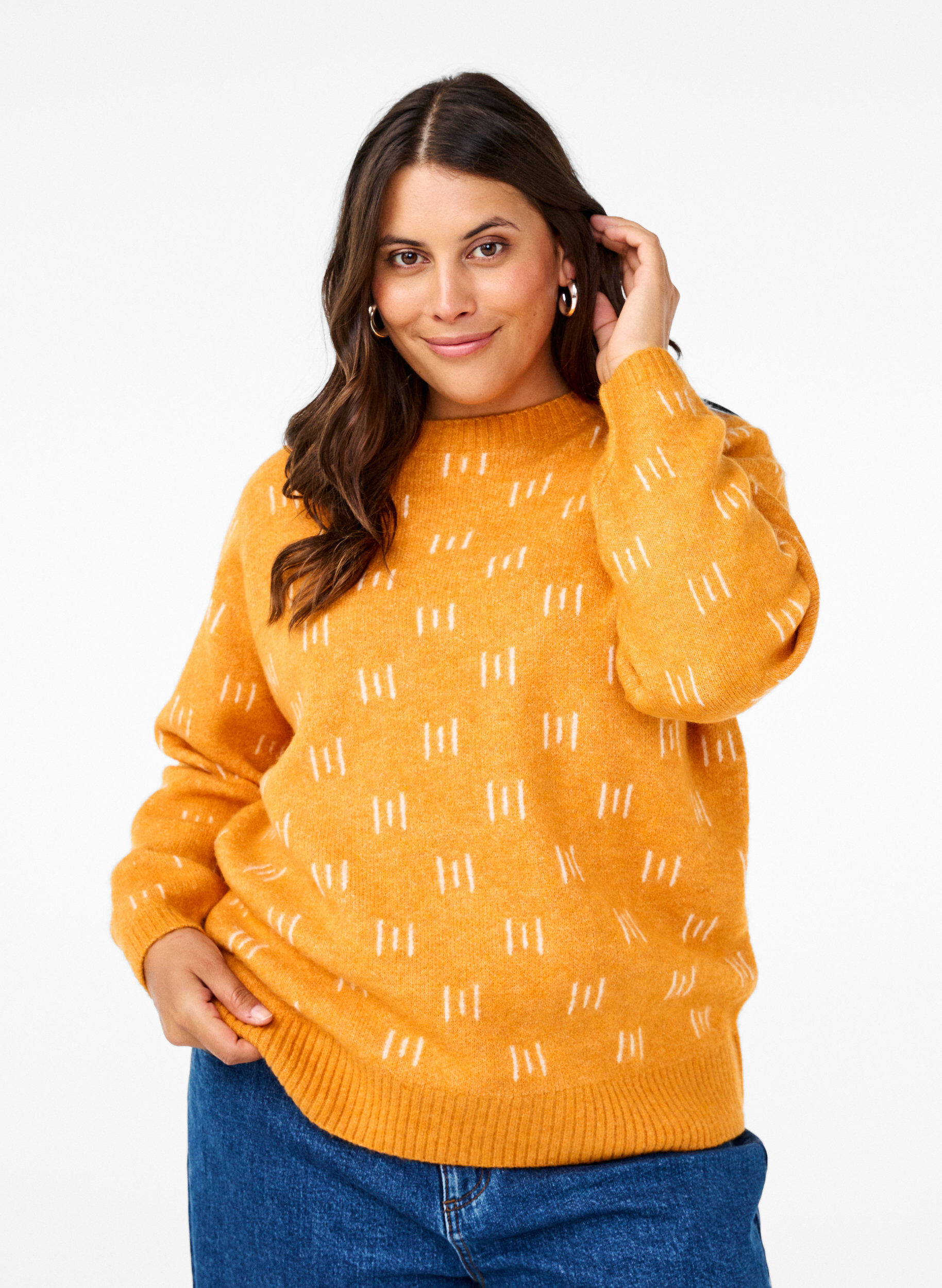 Zizzi M&ouml;nstrad pullover, Yam Birch Comb, Model image number 0