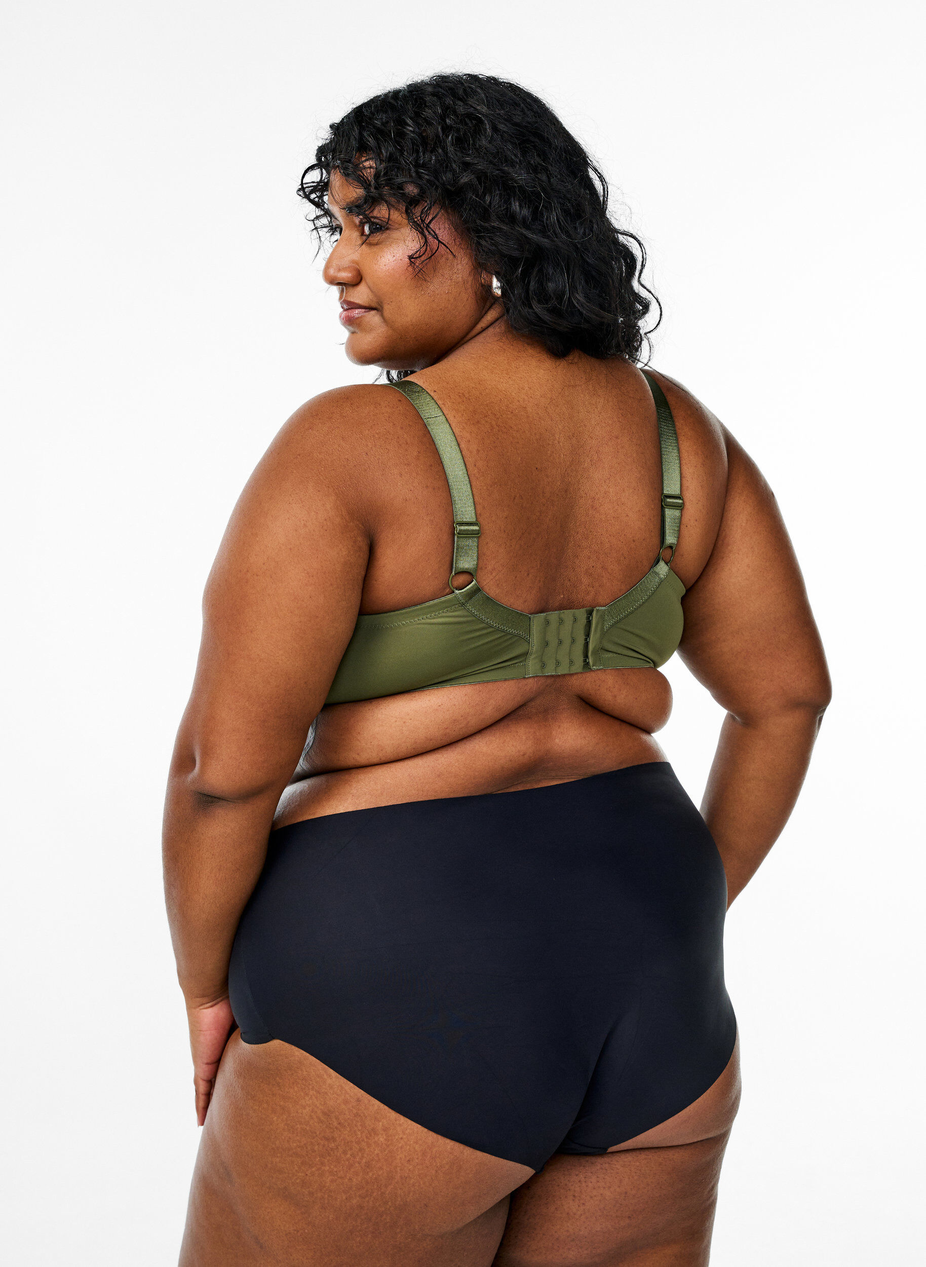 Zizzi Formpressad BH i mikrofiber med satindetaljer, Gr&ouml;n, Model image number 2