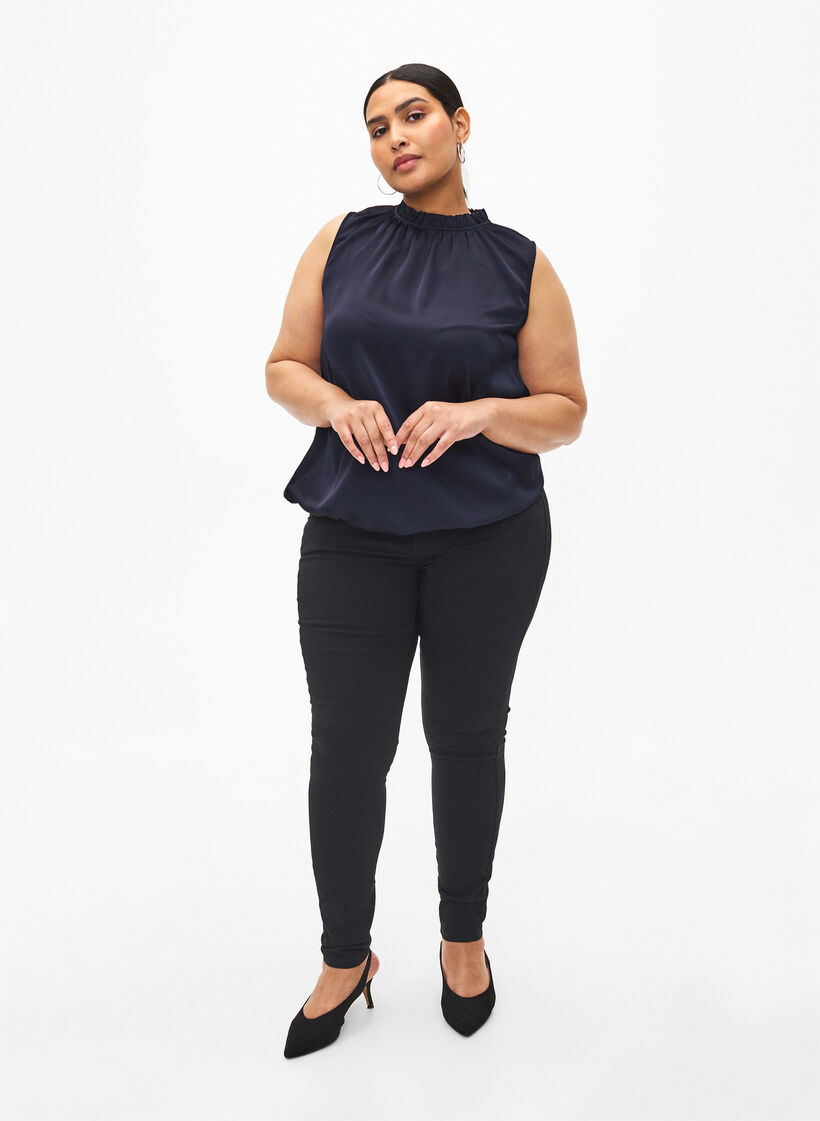 Ärmlös partytopp i satin, Night Sky, Model image number 3