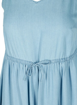 Midiklänning med smock och justerbar midja, Light blue denim, Packshot image number 2
