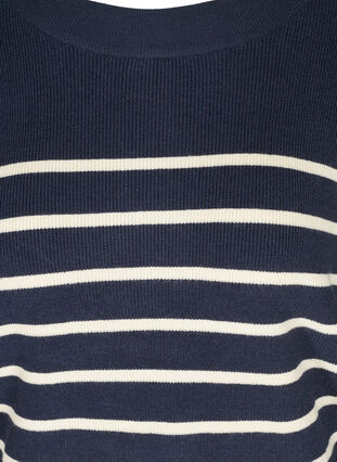 Randig stickad tröja med ballongärmar, Navy Blazer W/Stripe, Packshot image number 2
