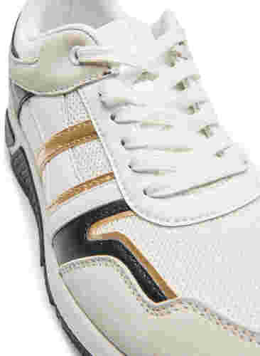 Sneakers med bred passform, White/Gold, Packshot image number 3