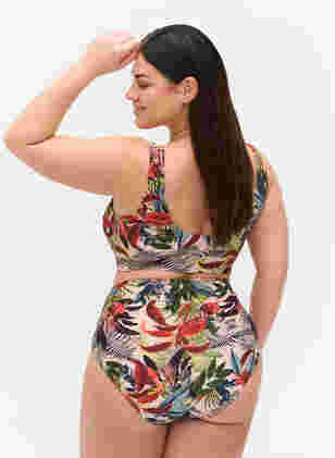 Bikinitrosa med hög midja och mönster, Palm Print, Model