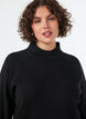 Stickad blus i viskosblandning med polokrage, Svart, Model image number 3