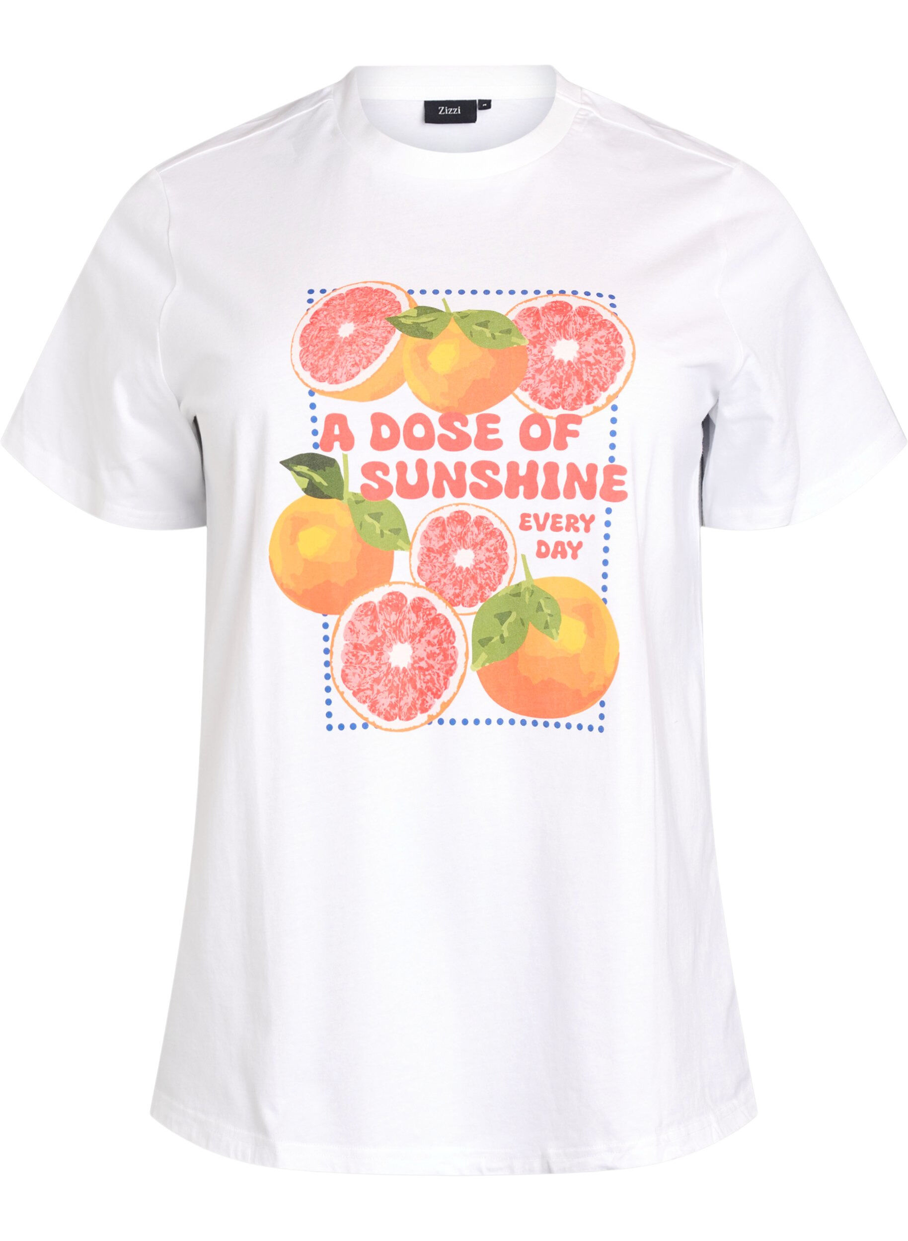 ZizziT-shirt i ekologisk bomull med citrusmotiv, Vit, Packshot image number 0