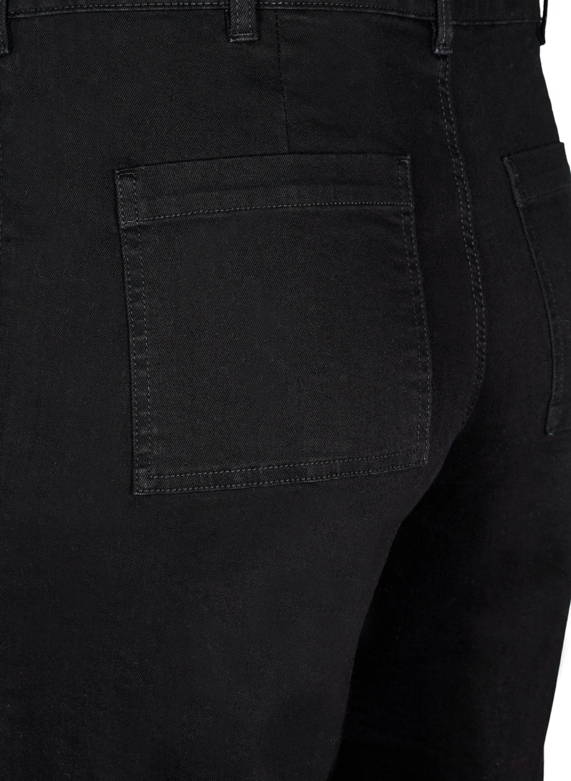 ZizziJeans med h&ouml;g midja och vida ben, Svart, Packshot image number 3
