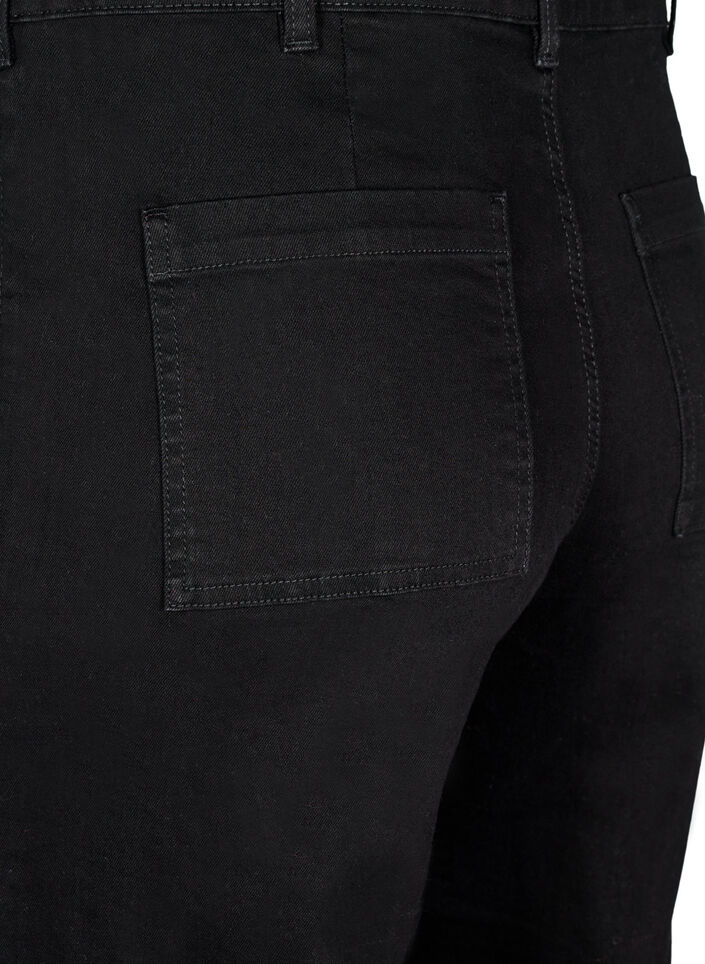 Jeans med h&ouml;g midja och vida ben, Svart, Packshot image number 3