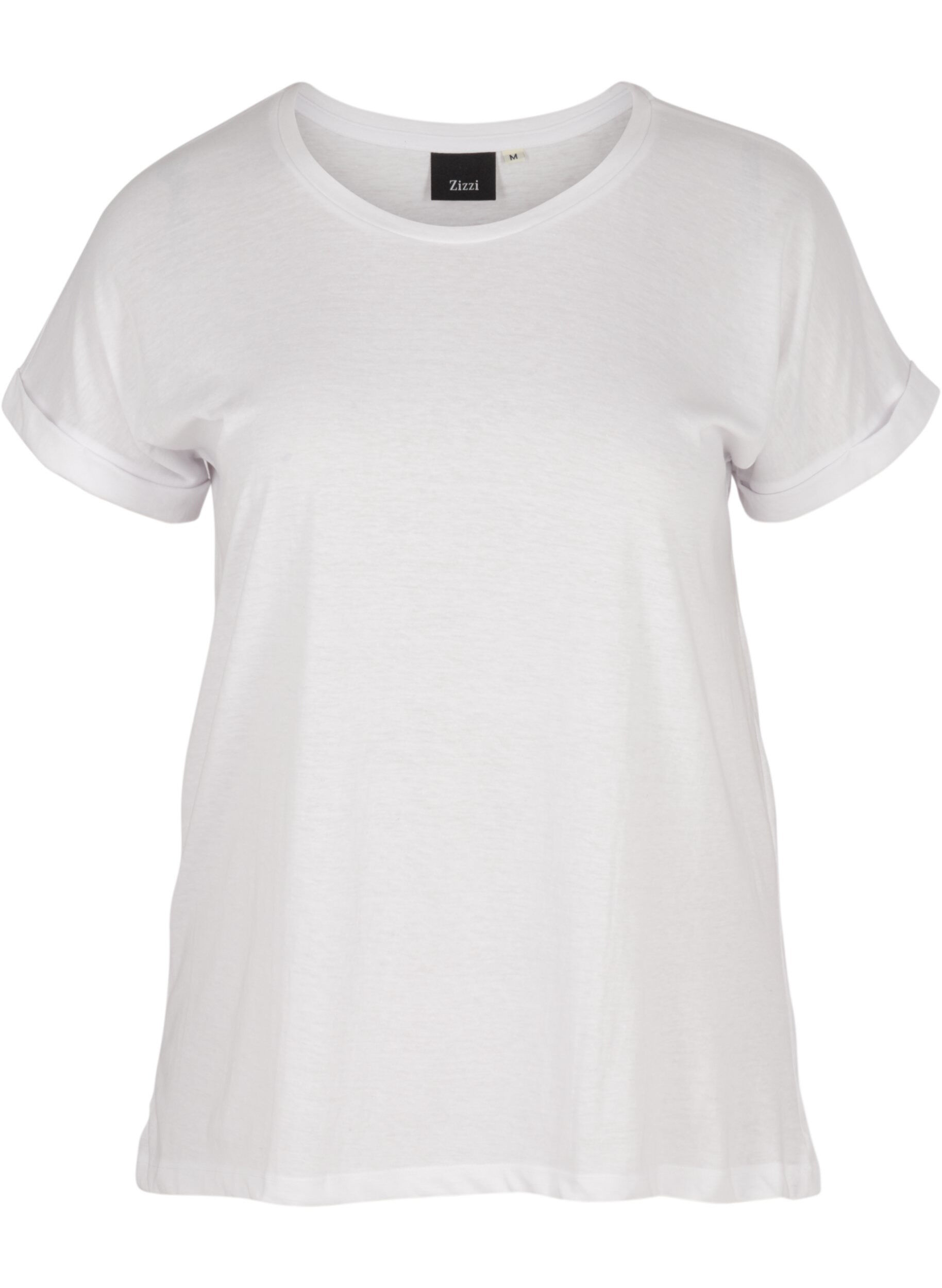 Zizzi T-shirt i bomullsmix, Bright White, Packshot image number 0
