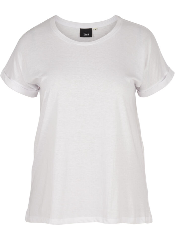 T-shirt i bomullsmix, Bright White, Packshot image number 0