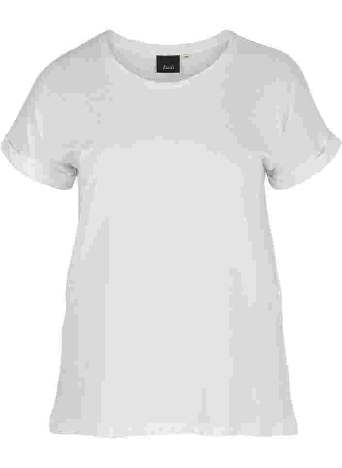 T-shirt i bomullsmix, Bright White, Packshot image number 0