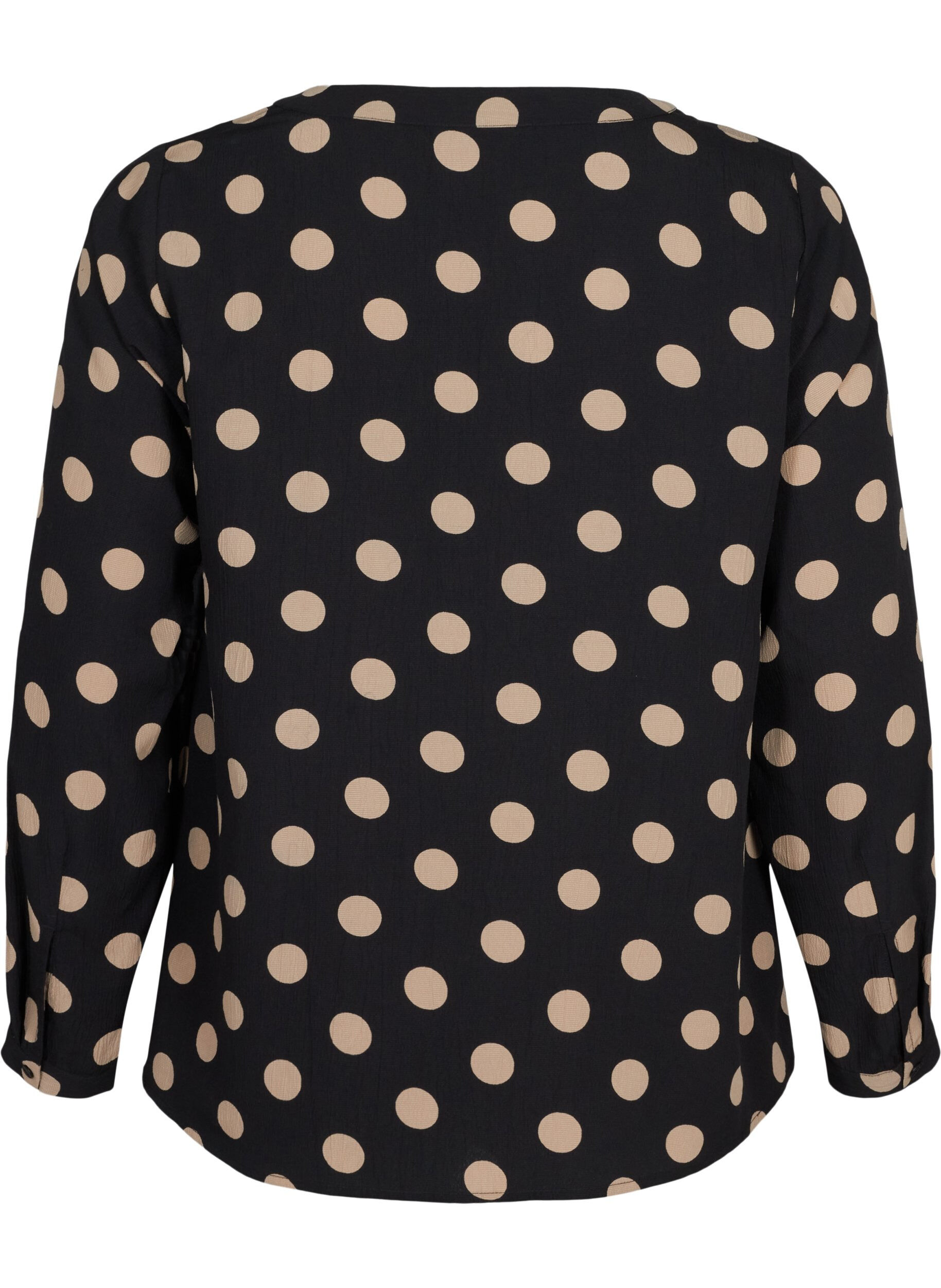 Zizzi FLASH - L&aring;ng&auml;rmad blus med tryck, Black Brown Dot, Packshot image number 1