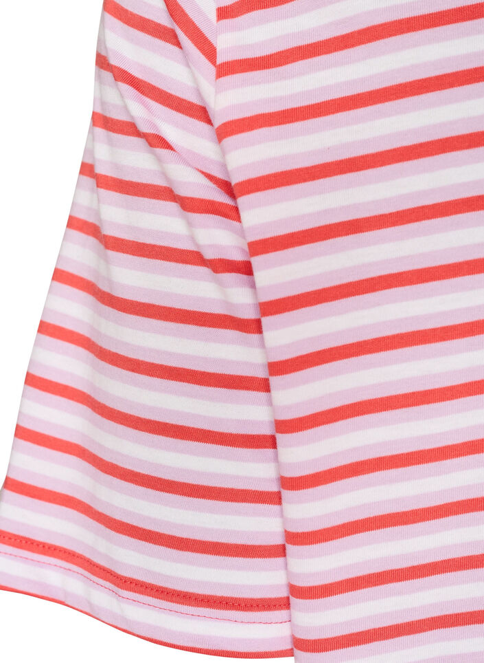 L&aring;ng oversized randig t-shirt i ekologisk bomull, Lila, Packshot image number 4