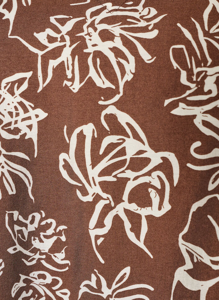 Blus i viskos med v-ringning, Brun, Packshot image number 2