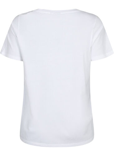 T-shirt i bomull med broderi anglaise, Bright White, Packshot image number 1