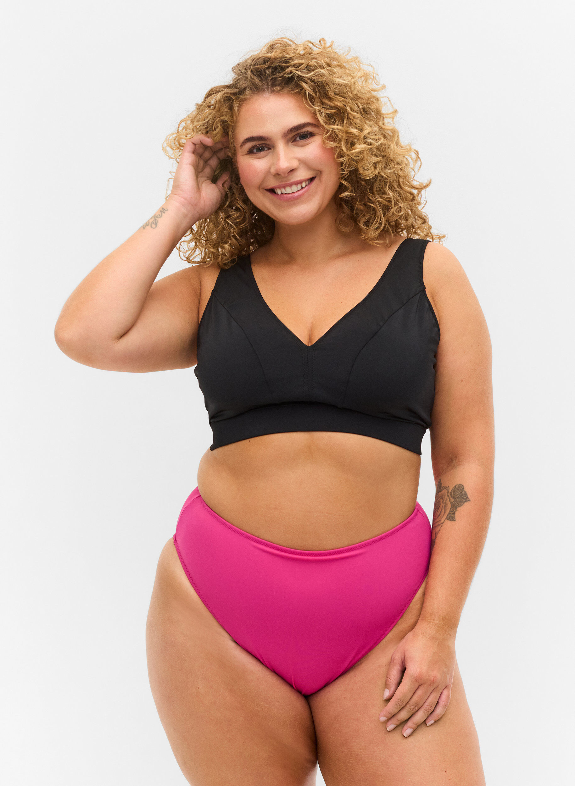 Zizzi Bikinitrosa med h&ouml;g midja, Rosa, Model image number 0