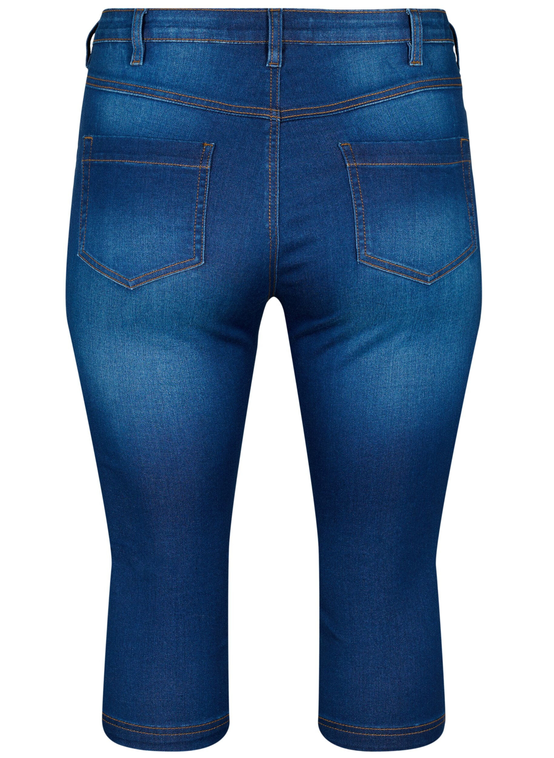 Zizzi Amy caprijeans med h&ouml;g midja och super slim fit, Bl&aring;, Packshot image number 1