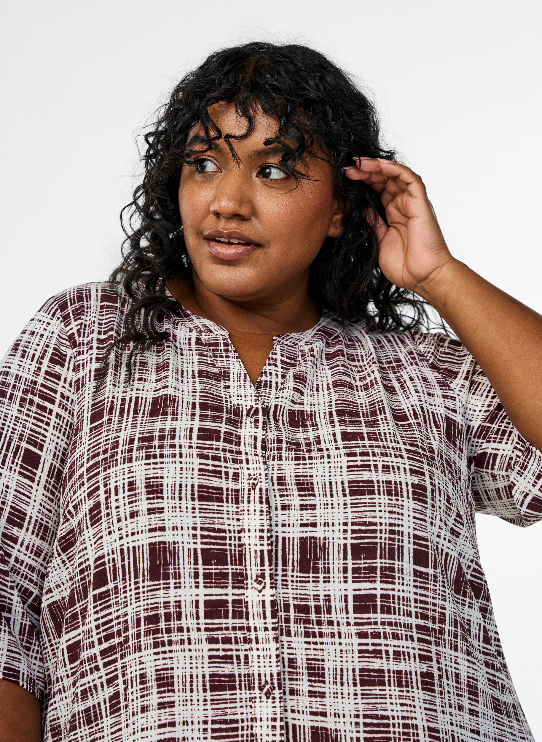 Zizzi Midikl&auml;nning i A-linjeform med kort &auml;rm, M&ouml;rk Bordeaux, Model image number 2