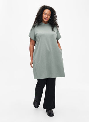 Kortärmad sweatshirtklänning i modalmix, Chinois Green, Model image number 3