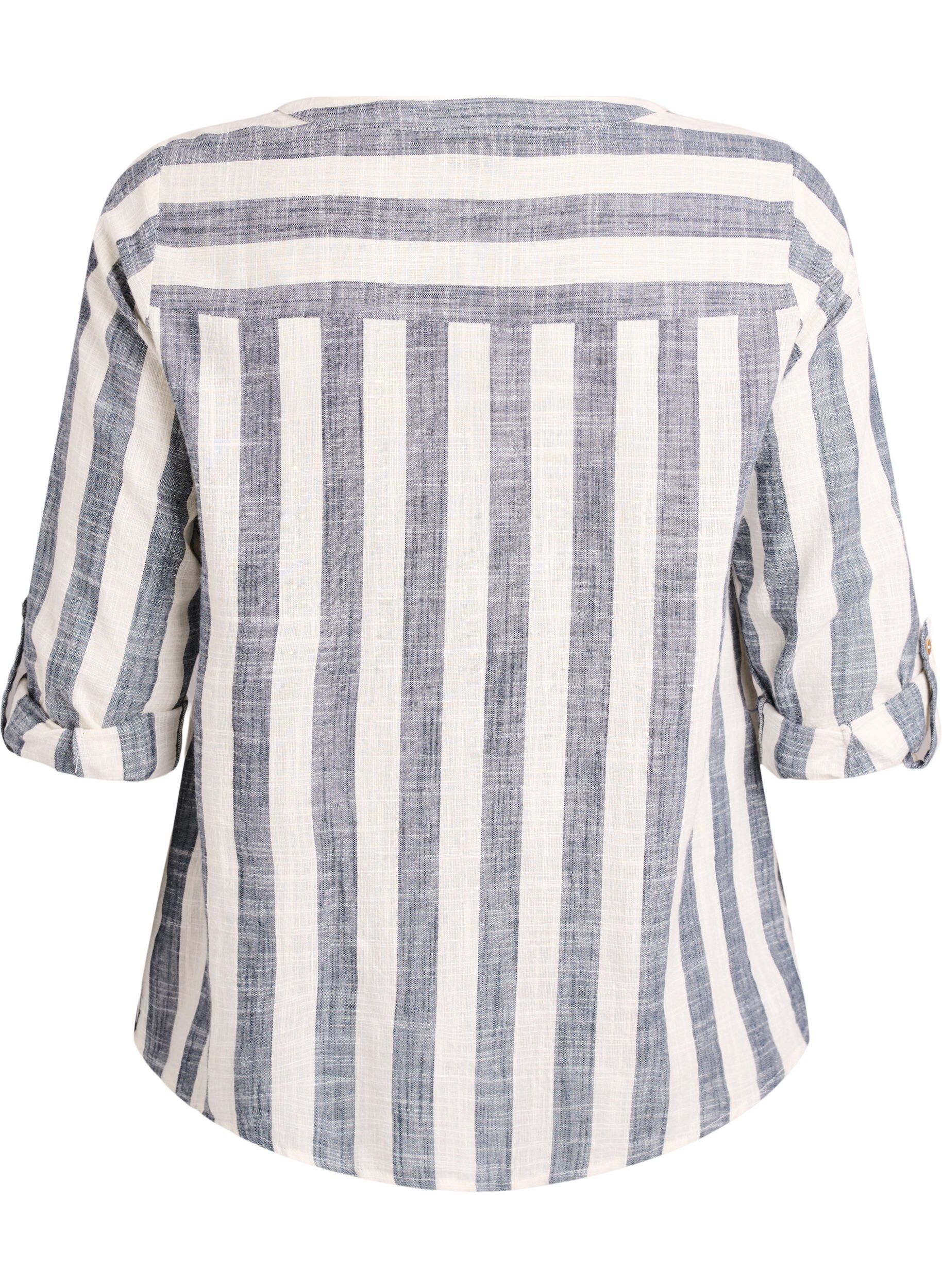 ZizziSkjortblus i bomull med v-ringning, Bl&aring;, Packshot image number 1