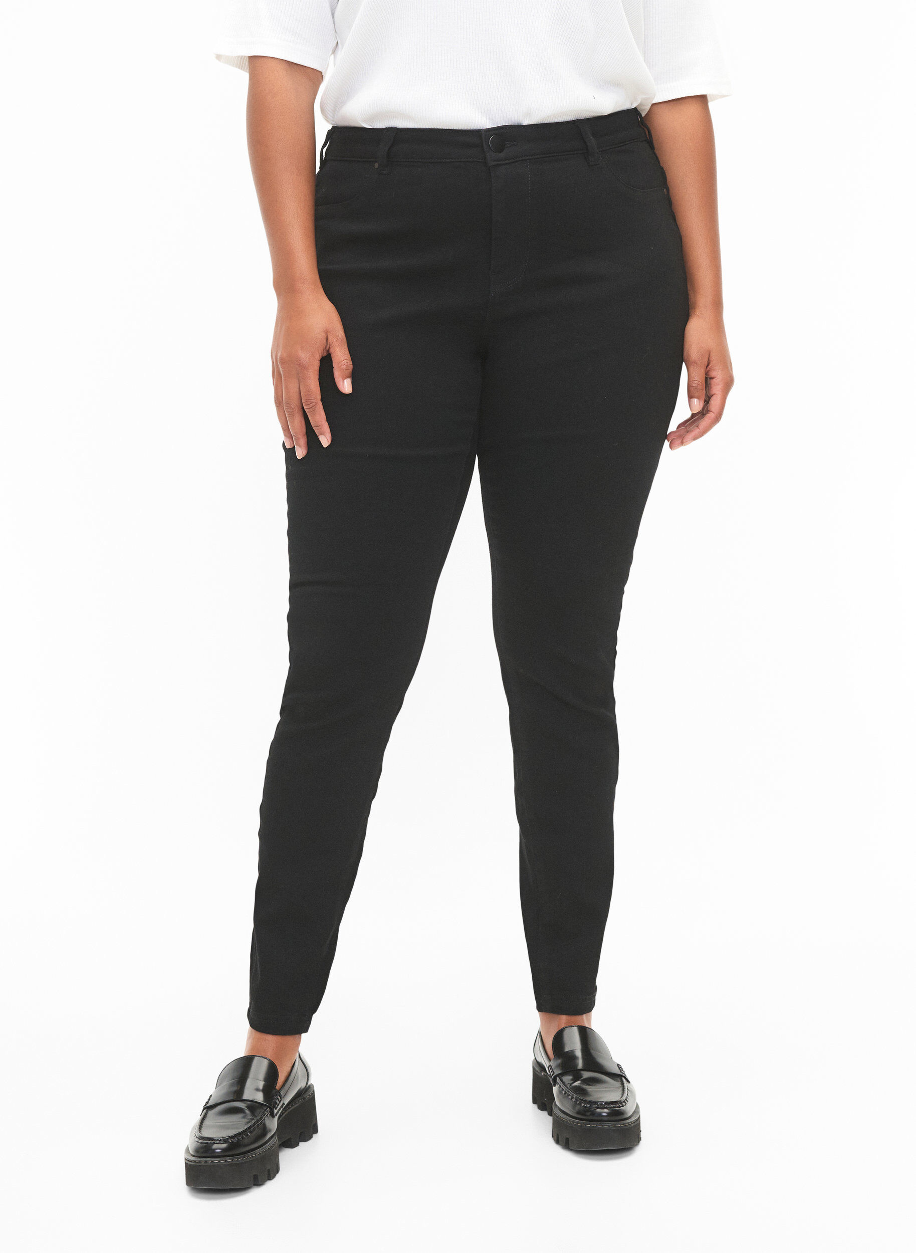 Zizzi Jeggings i bomullsmix, Black, Model image number 2