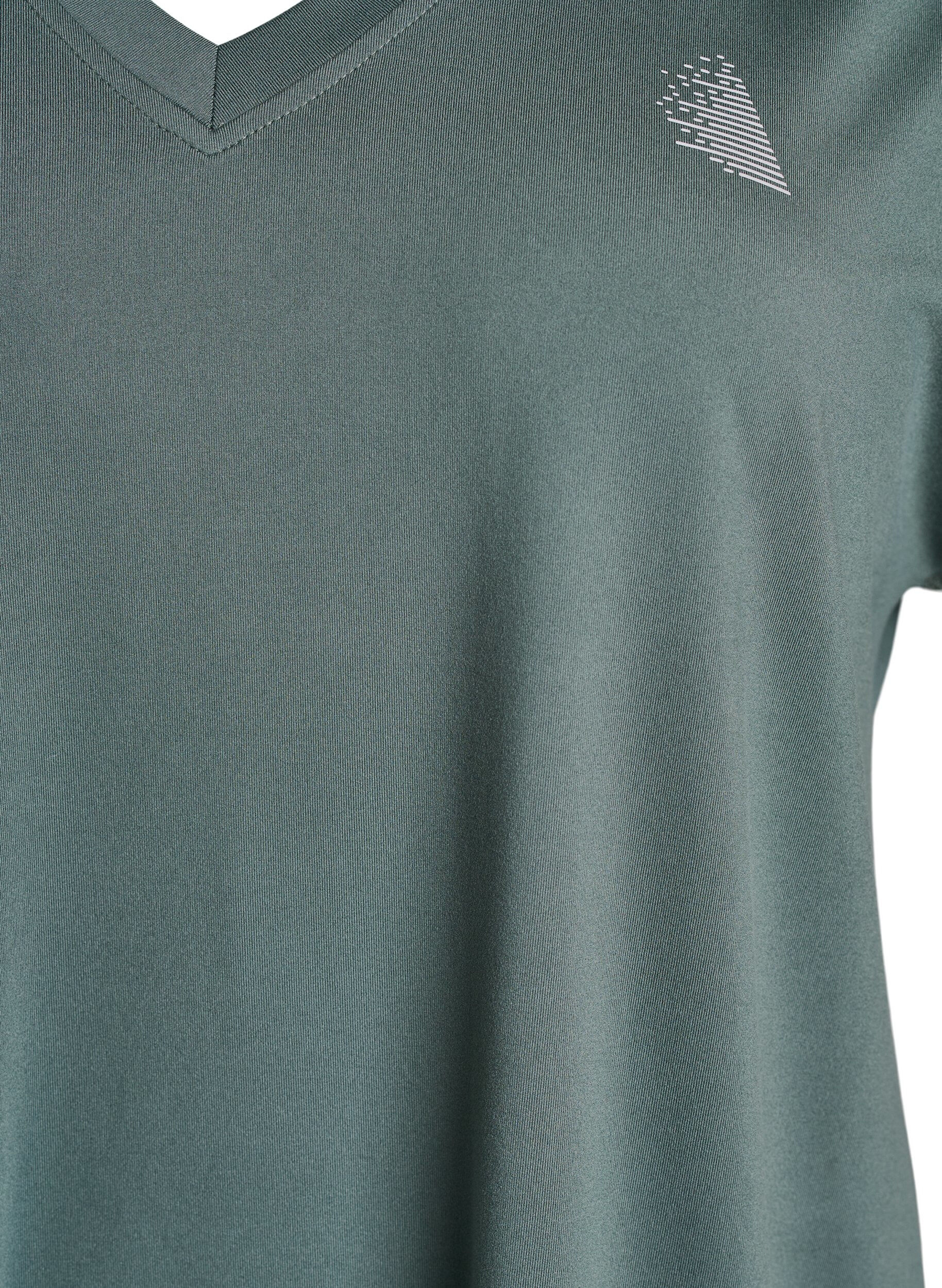ZizziTr&auml;nings t-shirt med v-ringning och l&ouml;s passform, Gr&ouml;n, Packshot image number 2