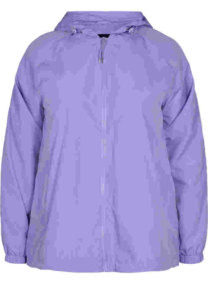 Kort jacka med huva och justerbar nederkant, Paisley Purple