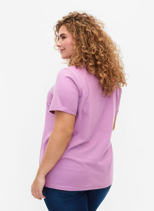 V-ringad t-shirt i bomull, Lavender Herb, Model image number 1