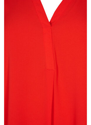 Kortärmad blus med v-ringning, Fiery Red, Packshot image number 2