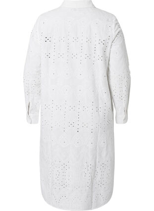 Skjortklänning med broderi anglaise, Bright White, Packshot image number 1
