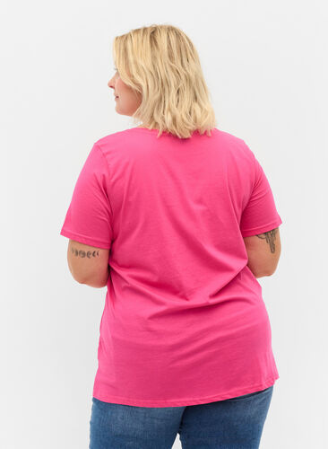 Kortärmad t-shirt i bomull med tryck, Magenta Beautiful, Model image number 1