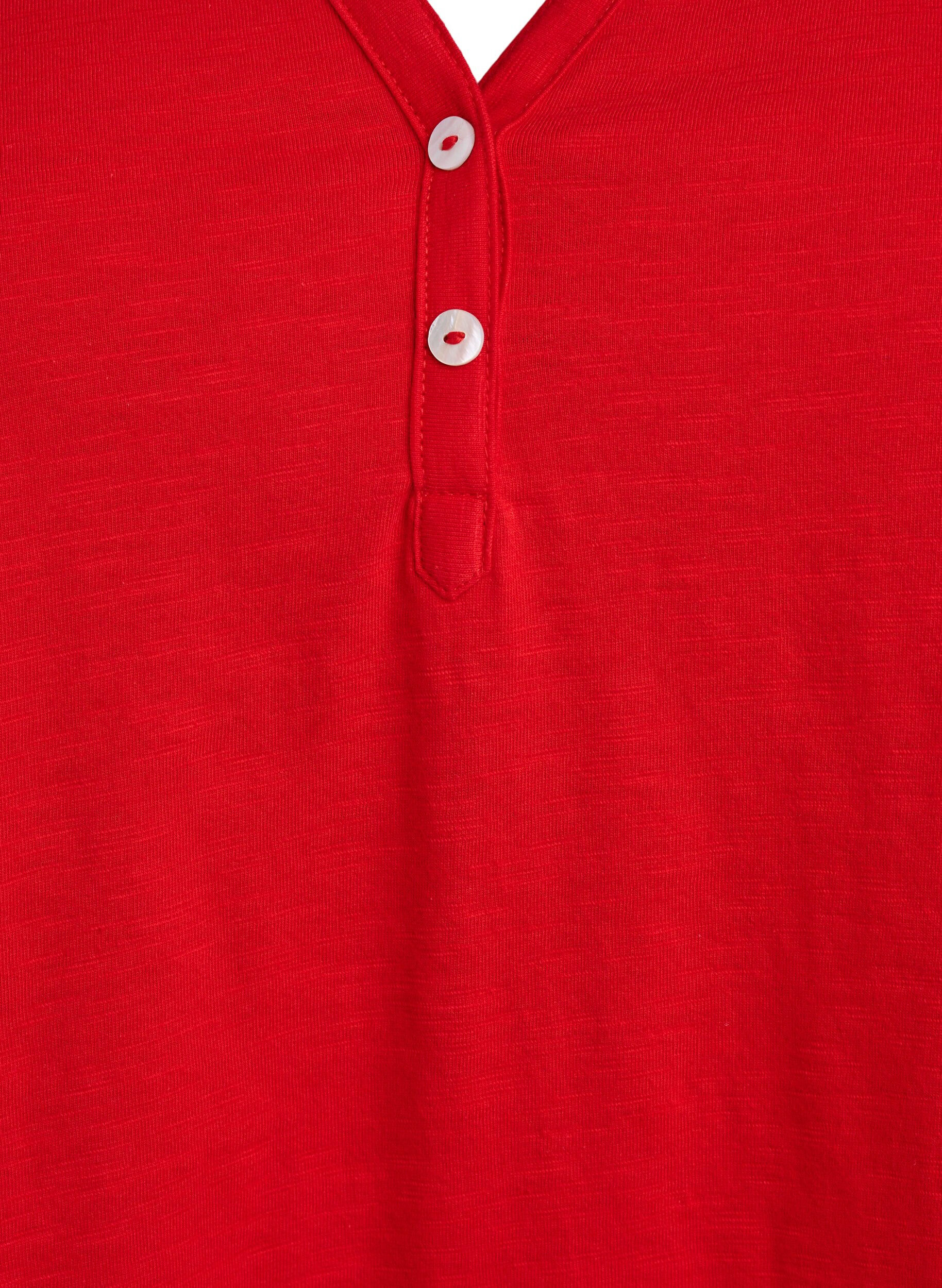 ZizziT-shirt med knappdetalj, R&ouml;d, Packshot image number 2