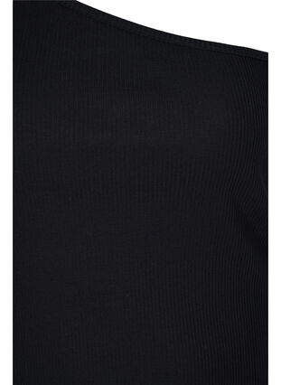 One shoulder-topp i bomull, Black, Packshot image number 2