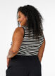 Randigt linne med ribbstruktur, Svart, Model image number 2