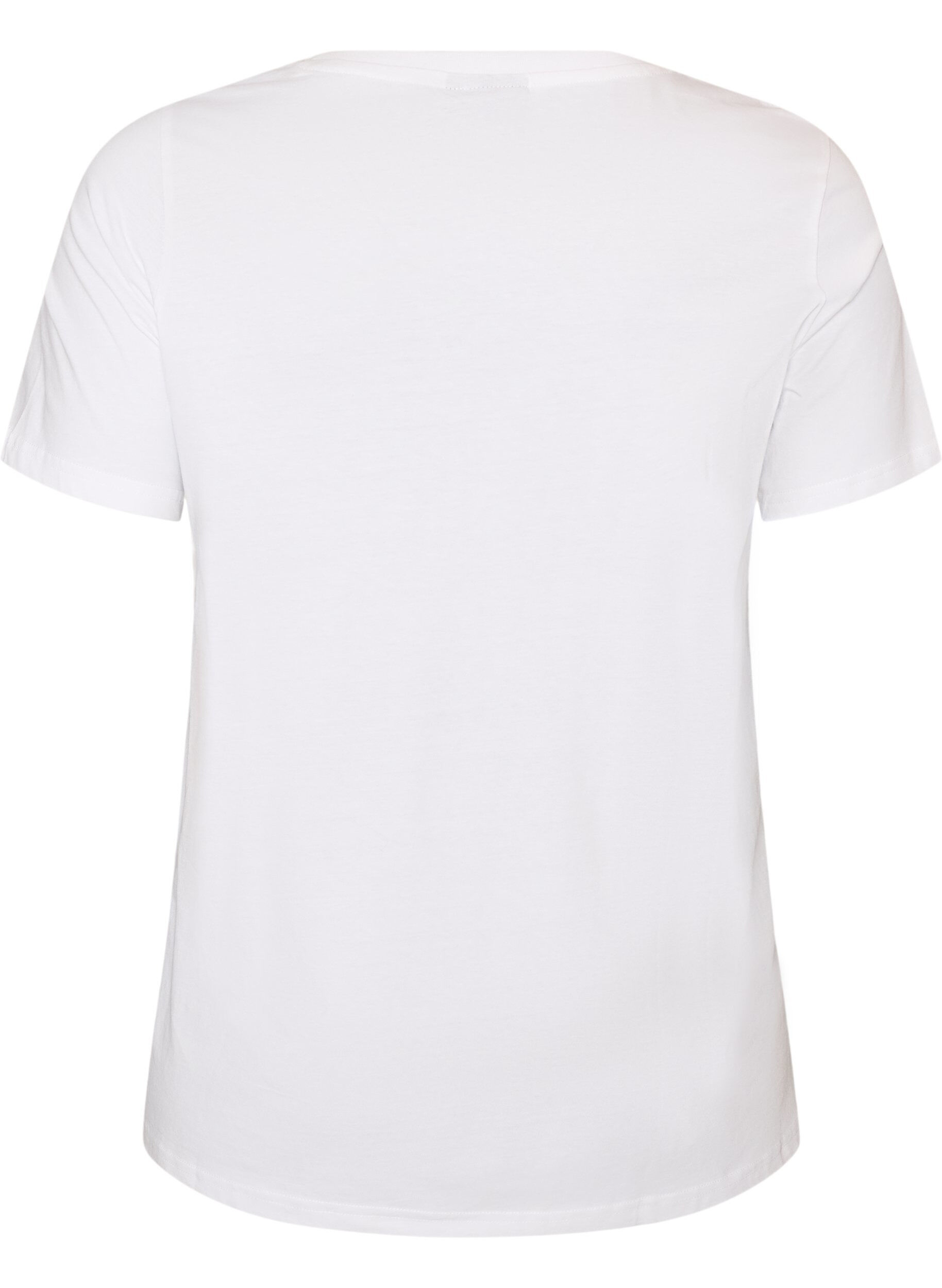 ZizziT-shirt i ekologisk bomull med dekorativt motiv, Vit, Packshot image number 1
