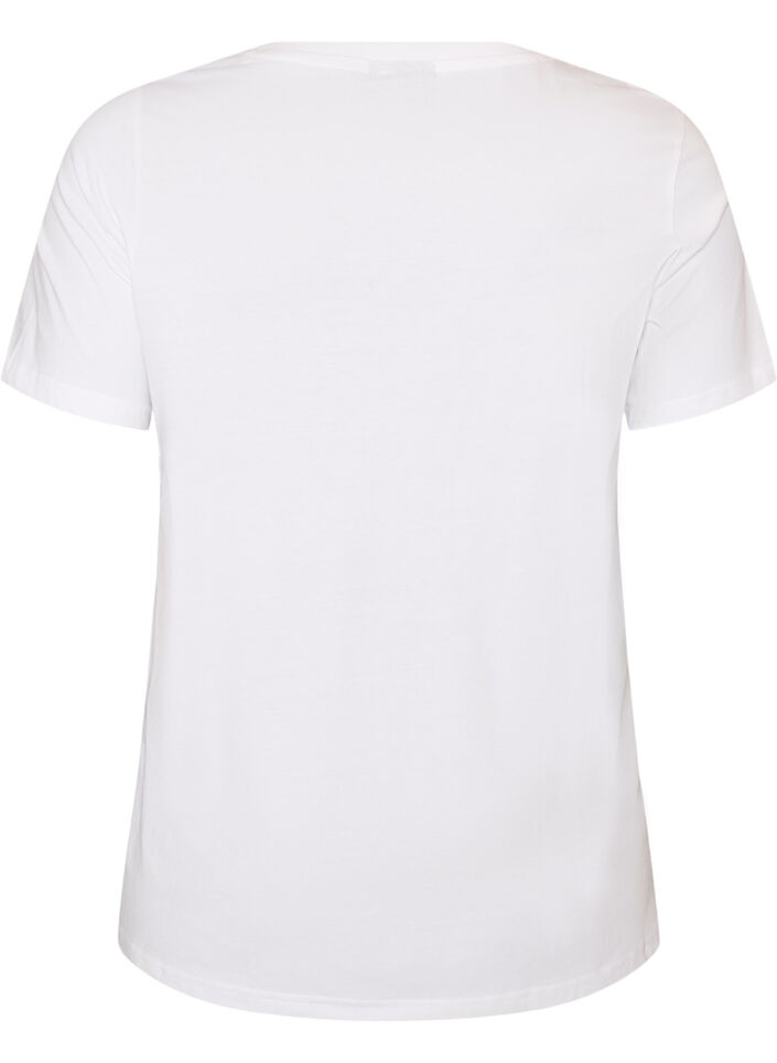 T-shirt i ekologisk bomull med dekorativt motiv, Vit, Packshot image number 1