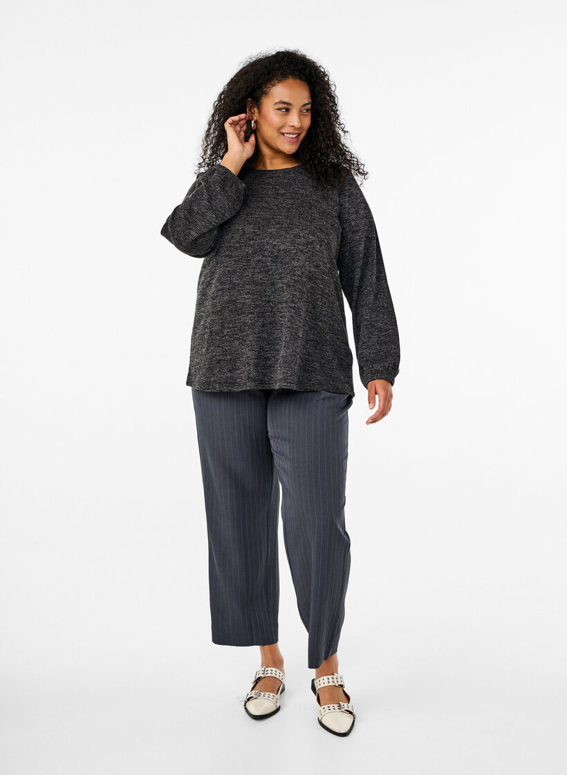 FLASH - Jerseyblus med långa ärmar, Grå, Model image number 1