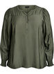 Viskosblus med smock och rynkade detaljer, Gr&ouml;n, Packshot image number 0