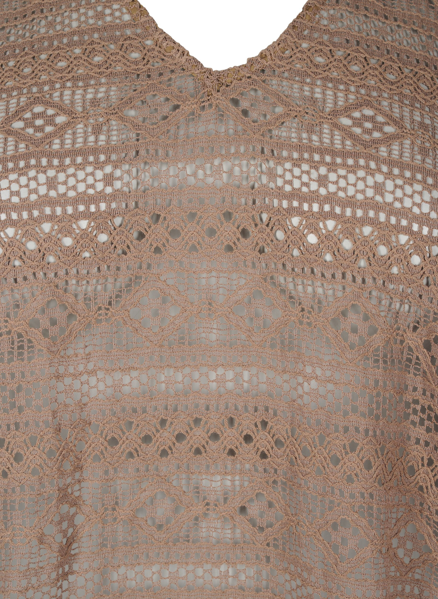 Zizzi Blus med h&aring;lm&ouml;nster och 3/4 &auml;rmar, Brun, Packshot image number 2