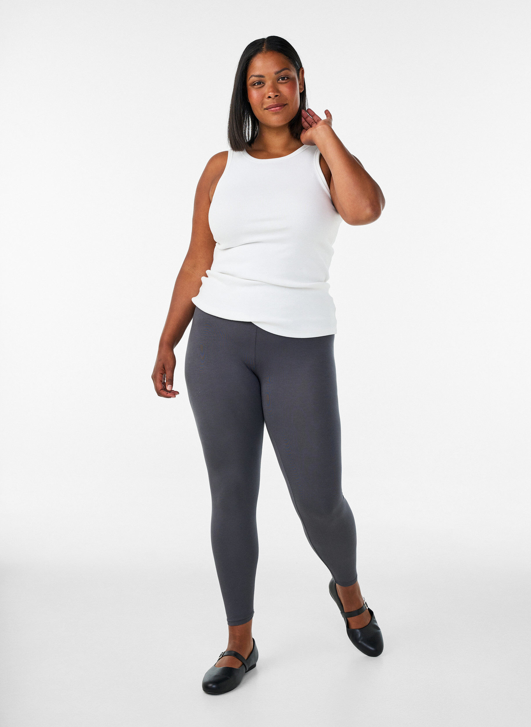 ZizziBasleggings i viskos, Gr&aring;, Model image number 1
