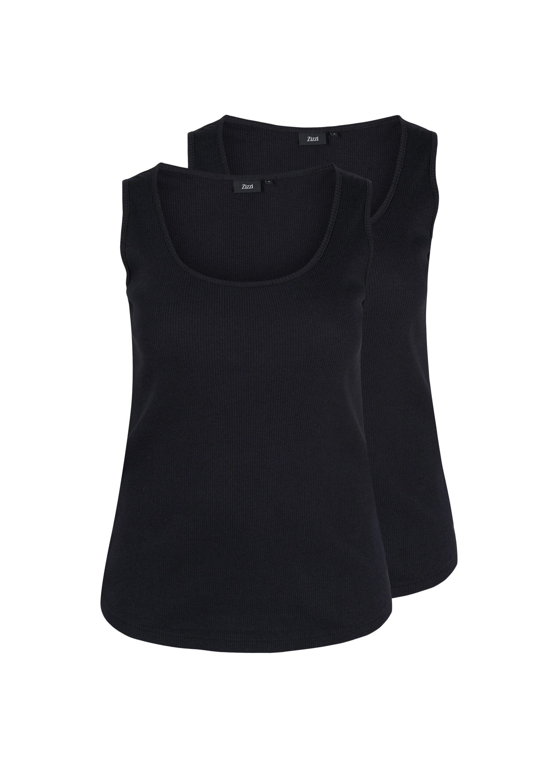 Zizzi 2-pack ribbad bas-tanktop , Black/Black, Packshot image number 0