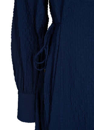 Långärmad klänning med v-ringad hals och knytband, Navy Blazer, Packshot image number 2