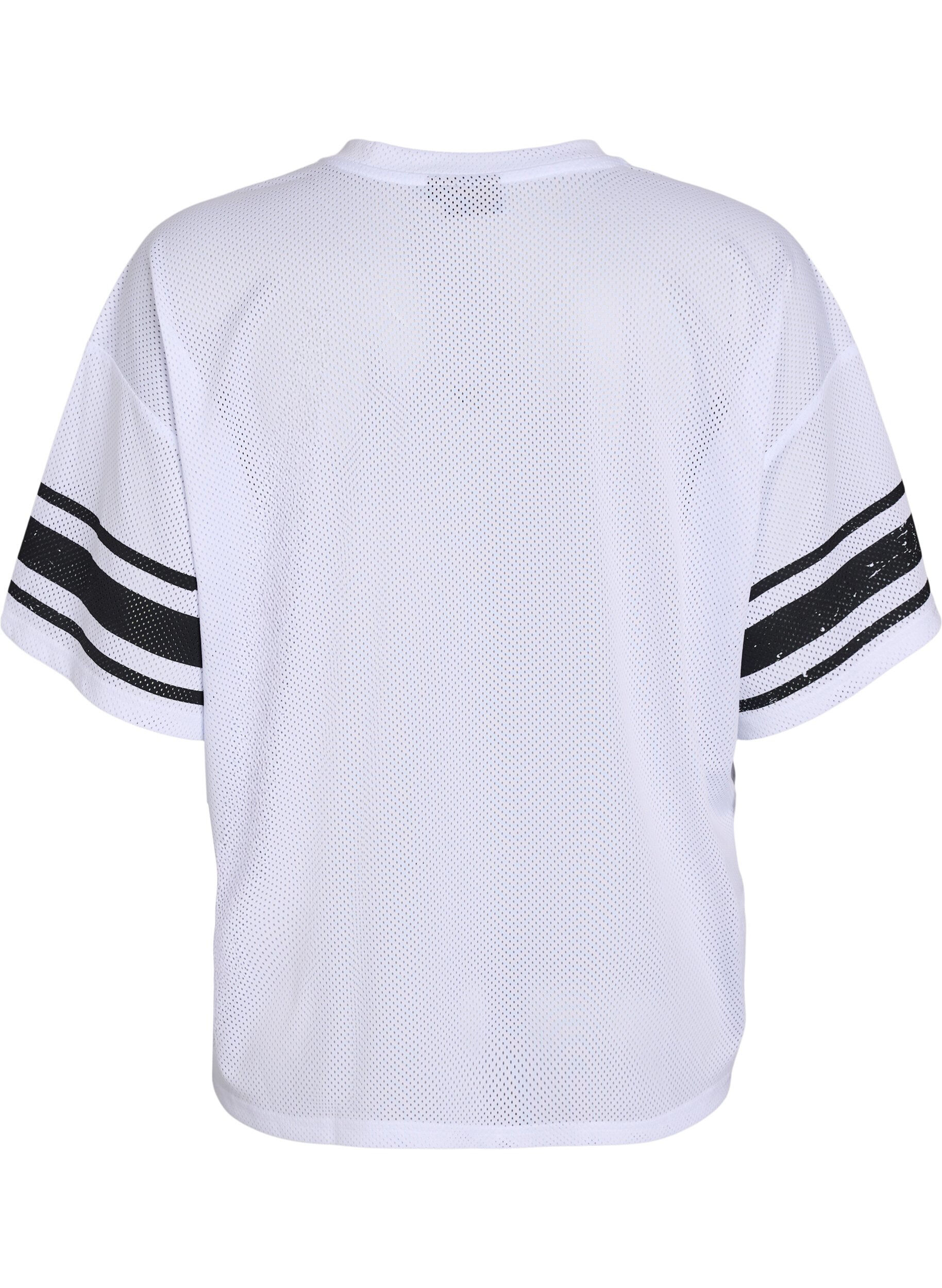 Zizzi Sportig t-shirt med tryck framtill, White, Packshot image number 1