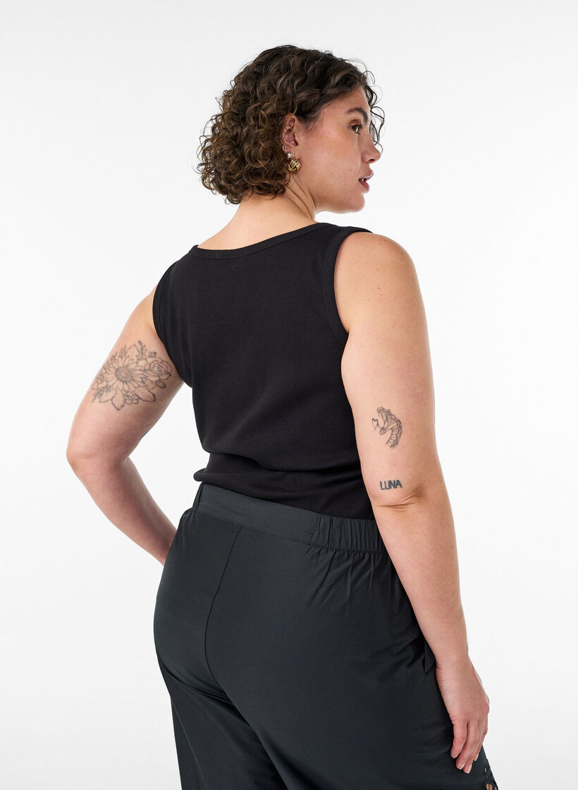 T&aring;tsittande topp med motiv, Svart, Model image number 2