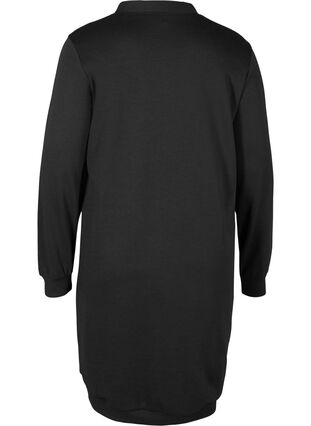 Enfärgad klänning i sweatshirtmaterial, Black, Packshot image number 1