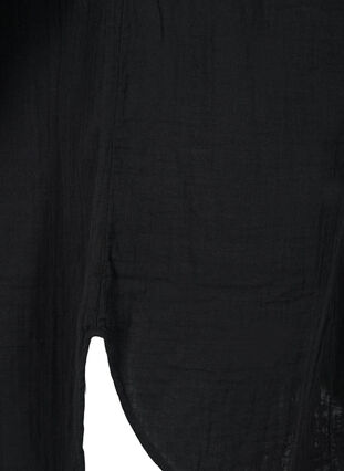 Lång bomullsskjorta med klassisk krage, Black, Packshot image number 3