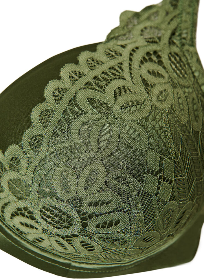 Vadderad bygel-BH med spets, Gr&ouml;n, Packshot image number 2