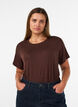 T-shirt i viskos med strass, Brun, Model image number 0