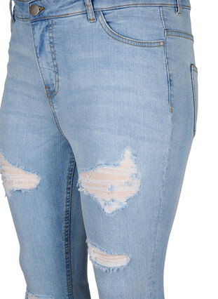 Slim fit-jeans med nötta detaljer, Light Blue, Packshot image number 2